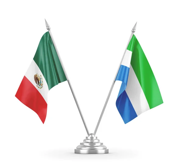 Sierra Leone and Mexico table flags isolated on white 3D rendering — Stock Photo, Image