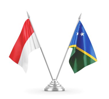 Solomon Adaları ve Endonezya masa bayrakları beyaz 3D görüntüleme