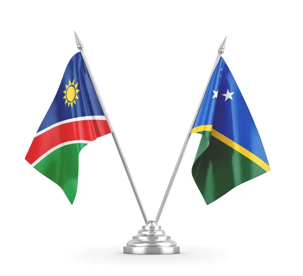 stock image Solomon Islands and Namibia table flags isolated on white 3D rendering