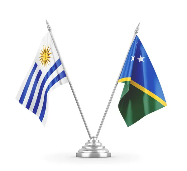 Соломоновых Островов и Уругвая табличные флаги изолированы на белом 3D рендеринге — стоковое фото