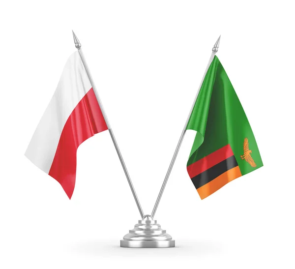 Tablice Zambii i Polski izolowane na białym renderingu 3D — Zdjęcie stockowe