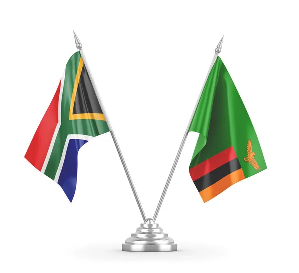 Zambia és Dél-Afrika tábla zászlók elszigetelt fehér 3D renderelés — Stock Fotó