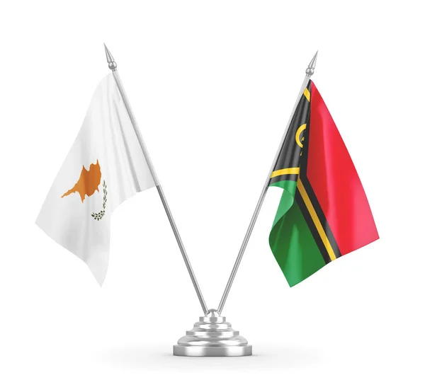 Vanuatu a Kypr tabulky vlajky izolované na bílém 3D vykreslování — Stock fotografie