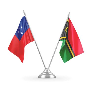 Vanuatu ve Samoa tablo bayrakları beyaz 3D görüntüleme üzerinde izole