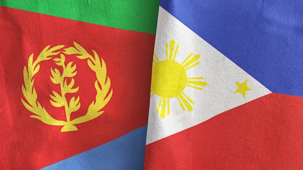 Filipinler ve Eritre iki bayraklı tekstil kumaşı 3D