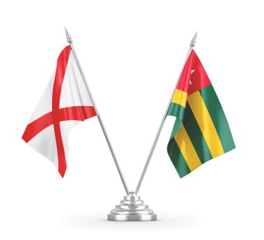 Togo ve Kuzey İrlanda masa bayrakları beyaz 3D görüntüleme üzerinde izole