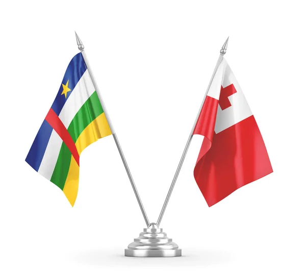Tonga i Republika Środkowoafrykańska tabeli flagi izolowane na białym renderingu 3D — Zdjęcie stockowe