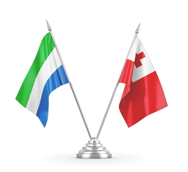 Tonga a Sierra Leone tabulky vlajky izolované na bílém 3D vykreslování — Stock fotografie