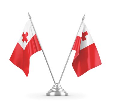 Tonga tablo bayrakları beyaz 3D görüntüleme üzerinde izole