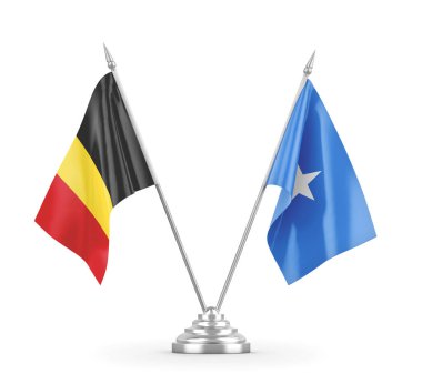 Somali ve Belçika bayrakları beyaz 3D görüntüleme üzerinde izole edildi