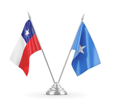 Somali ve Şili bayrakları beyaz 3D görüntüleme üzerinde izole edildi