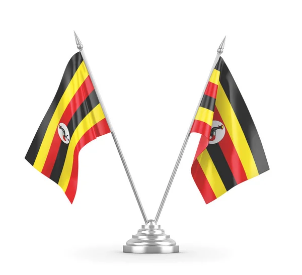 Oeganda tafelvlaggen geïsoleerd op witte 3D rendering — Stockfoto