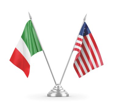 Liberya ve İtalya 'nın bayrakları 3 boyutlu olarak izole edildi