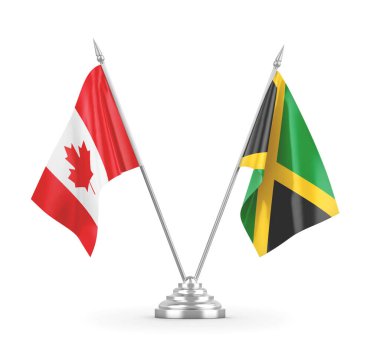 Jamaika ve Kanada bayrakları beyaz 3D görüntüleme üzerinde izole edildi 