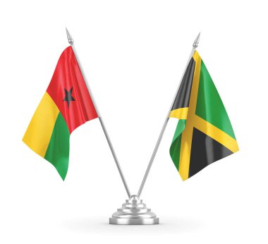 Jamaika ve Gine-Bissau masa bayrakları beyaz 3D görüntüleme