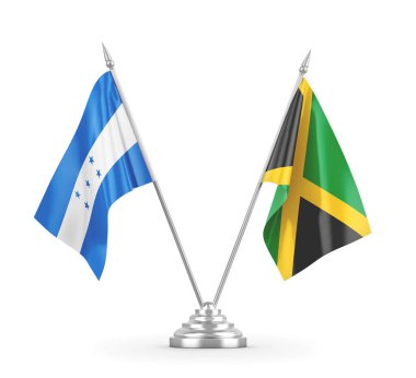 Jamaika ve Honduras masa bayrakları beyaz 3D görüntüleme üzerinde izole edildi