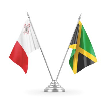 Jamaika ve Malta bayrakları beyaz 3D görüntüleme üzerinde izole edildi