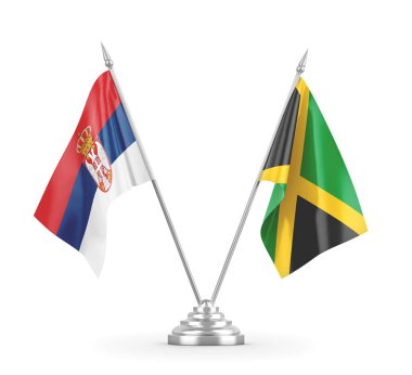 Jamaika ve Sırbistan 'ın bayrakları beyaz 3D görüntülerde izole edildi