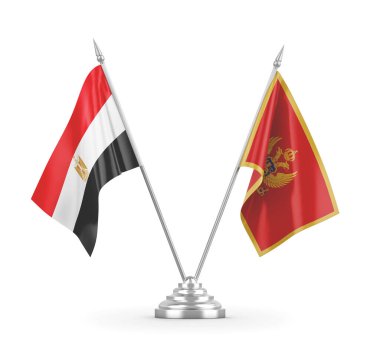 Karadağ ve Mısır 'ın bayrakları 3 boyutlu olarak izole edilmiş