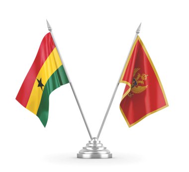 Karadağ ve Gana masa bayrakları beyaz 3D rengarenk