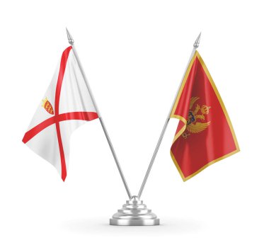 Karadağ ve Jersey bayrakları 3 boyutlu olarak izole edilmiş