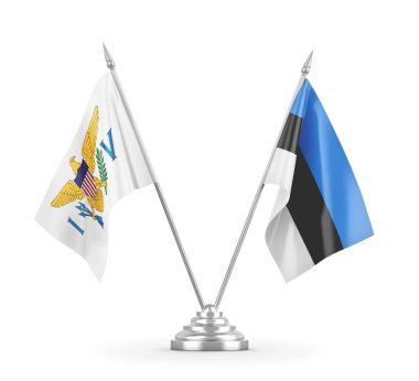 Estonya ve Virgin Adaları Amerika Birleşik Devletleri bayrakları beyazlar üzerinde izole