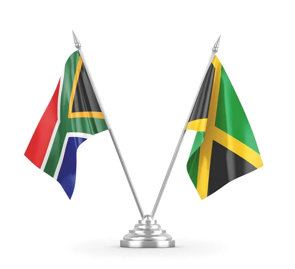 Jamaica és Dél-Afrika tábla zászlók elszigetelt fehér 3D renderelés — Stock Fotó