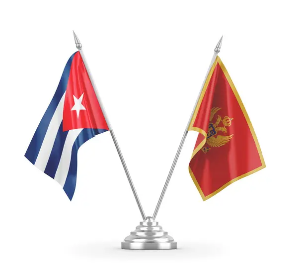 Чорногорія і Куба настільні прапори ізольовані на білому 3D рендерингу — стокове фото