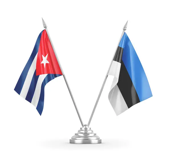 Estonya ve Küba bayrakları beyaz 3D görüntüleme üzerinde izole edildi — Stok fotoğraf