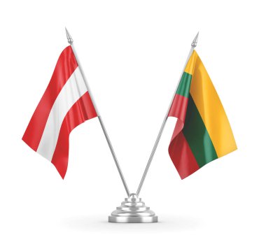 Litvanya ve Avusturya bayrakları beyaz 3D görüntüleme üzerinde izole edildi 