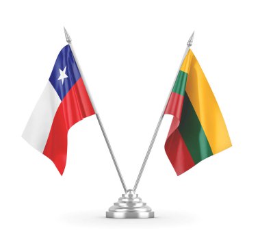 Litvanya ve Şili bayrakları beyaz 3D görüntüleme üzerinde izole edildi