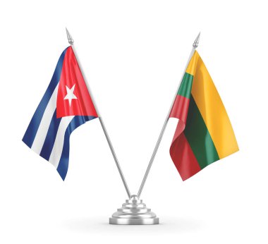 Litvanya ve Küba bayrakları beyaz 3D görüntüleme üzerinde izole edildi