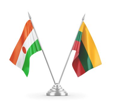 Litvanya ve Nijer bayrakları beyaz 3D görüntüleme üzerinde izole edildi