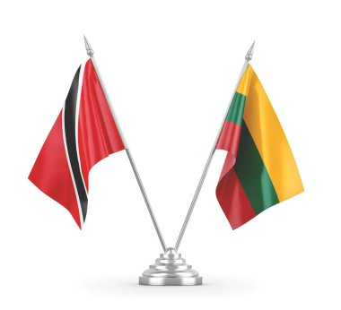Litvanya, Trinidad ve Tobago masa bayrakları beyaz 3D görüntüleme