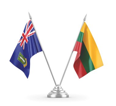 Litvanya ve Virgin Adaları İngiliz bayrakları beyaz 3D görüntüleme üzerinde izole edildi