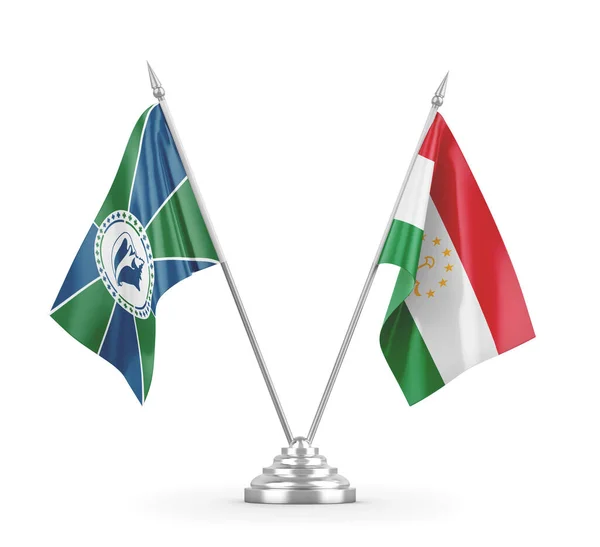 Tajikistan and Martinique table flags isolated on white 3D rendering — Stock Photo, Image