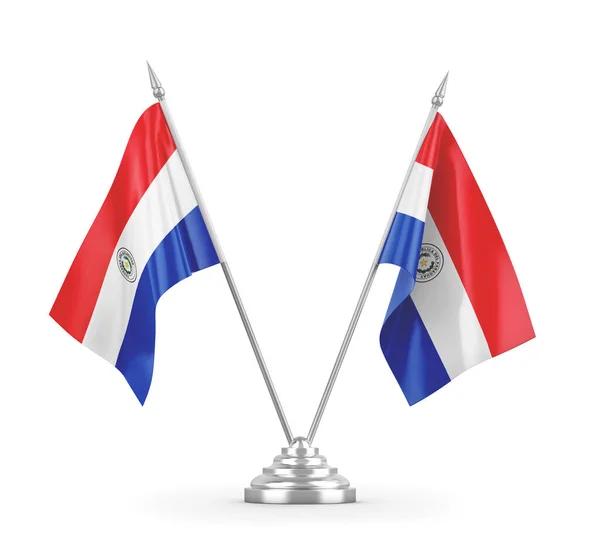 Bandiere tavolo Paraguay isolate sul rendering 3D bianco — Foto Stock