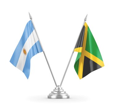 Jamaika ve Arjantin bayrakları beyaz 3D görüntüleme üzerinde izole edildi 