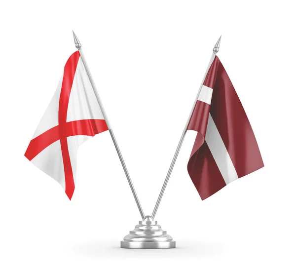 Lotyšsko a Severní Irsko tabulky vlajky izolované na bílém 3D vykreslování — Stock fotografie