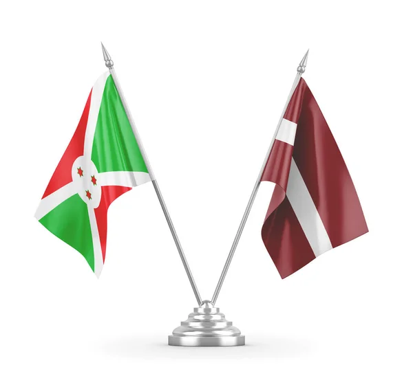 Lotyšsko a Burundi tabulky vlajky izolované na bílém 3D vykreslování — Stock fotografie