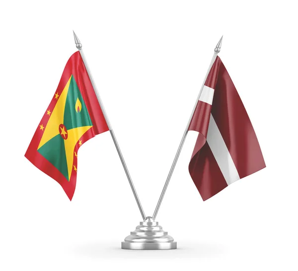 Lotyšsko a Grenada tabulky vlajky izolované na bílém 3D vykreslování — Stock fotografie