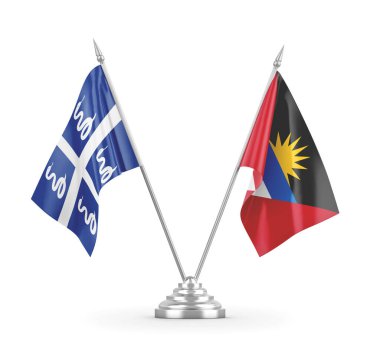 Antigua, Barbuda ve Martinik yılan bayrakları beyaz üzerine izole edilmiş.