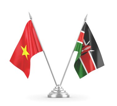 Kenya ve Vietnam bayrakları beyaz 3D görüntüleme üzerinde izole edildi