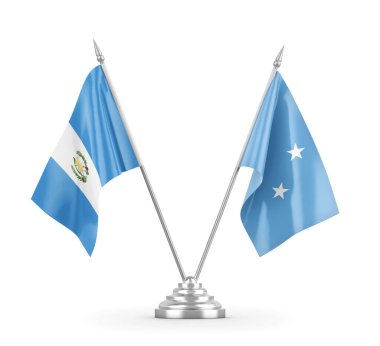 Mikronezya ve Guatemala tablo bayrakları beyaz 3D görüntüleme üzerinde izole
