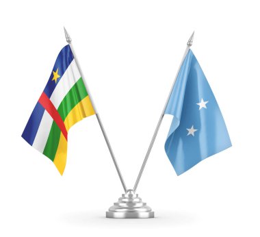 Mikronezya ve Orta Afrika Cumhuriyeti bayrakları beyazlar üzerinde izole