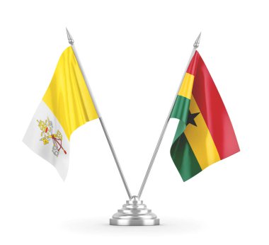 Gana ve Vatikan bayrakları beyaz 3D görüntüleme üzerinde izole edildi