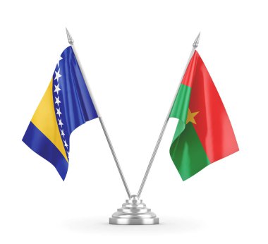 Burkina Faso ve Bosna-Hersek bayrakları beyazların üzerinde izole edildi