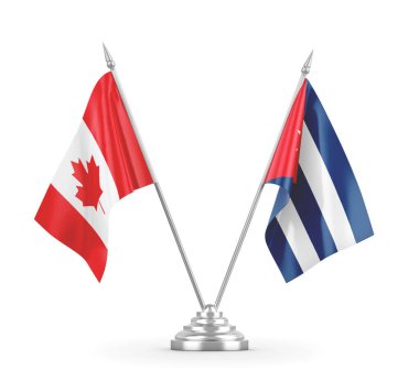 Küba ve Kanada bayrakları beyaz 3D görüntüleme üzerinde izole edildi 