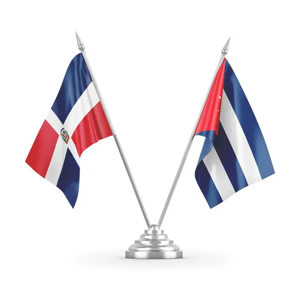 Kuuba ja Dominikaaninen tasavalta taulukko liput eristetty valkoinen 3D renderöinti — kuvapankkivalokuva