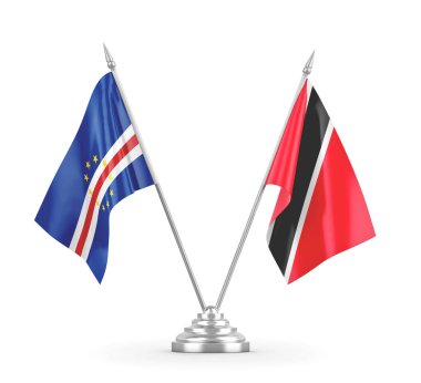 Trinidad ve Tobago ve Cabo Burnu masa bayrakları beyazlar üzerinde izole